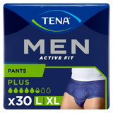 Tena Men Active Fit Pants, majtki chłonne, rozmiar L/XL, 95-130 cm, Plus, 30 sztuk - miniaturka zdjęcia produktu