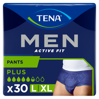 Tena Men Active Fit Pants, majtki chłonne, rozmiar L/XL, 95-130 cm, Plus, 30 sztuk - zdjęcie produktu