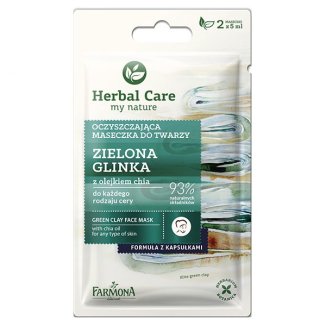 Farmona Herbal Care, maseczka oczyszczajaca do twarzy, zielona glinka, 2 x 5 ml - zdjęcie produktu