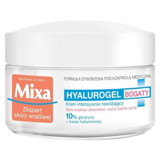 Mixa Hyalurogel, nawilżający krem 24h, bogaty, skóra sucha i bardzo sucha, 50 ml - zdjęcie produktu