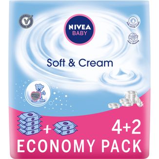 Nivea Baby Soft&Cream, chusteczki nawilżane, 6 x 63 sztuki - zdjęcie produktu