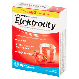 Elektrolity, smak truskawkowy, 7 saszetek USZKODZONE OPAKOWANIE - zdjęcie produktu