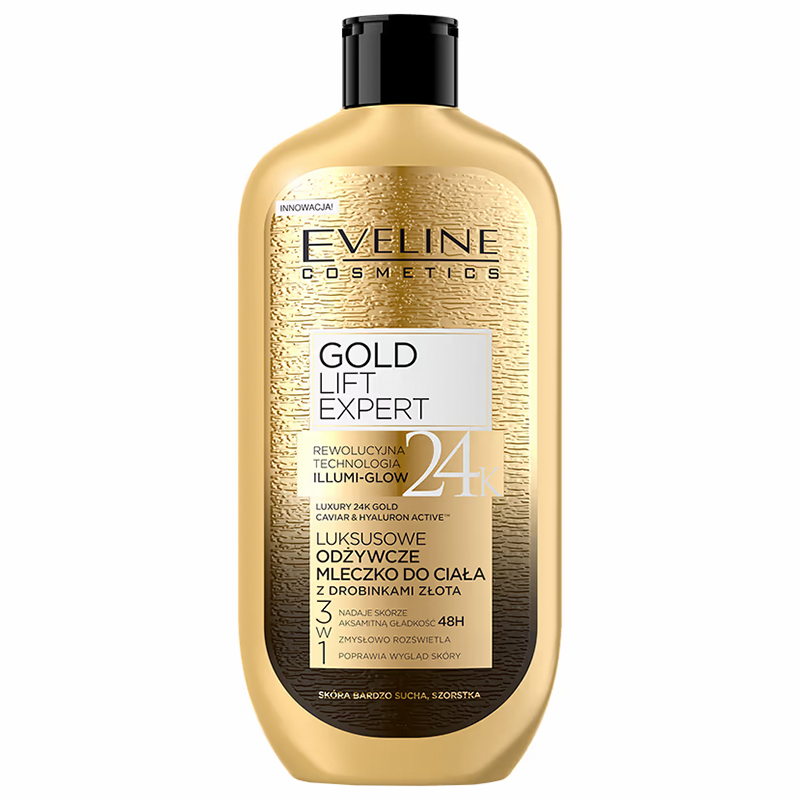 Nieznana Eveline Cosmetics Gold Lift Expert 24K, luksusowe odżywcze mleczko do ciała z drobinkami złota, 350 ml