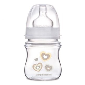 Canpol Babies EasyStart, butelka antykolkowa, szerokootworowa, Newborn Baby, Serduszka, 0-3 miesiąca, 120 ml - zdjęcie produktu