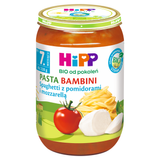 HiPP Danie Bio Pasta Bambini, spaghetti z pomidorami i mozzarellą, po 7 miesiącu, 220 g - miniaturka zdjęcia produktu