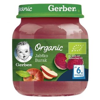 Gerber Organic Deserek, jabłko, burak, po 6 miesiącu, 125 g - zdjęcie produktu