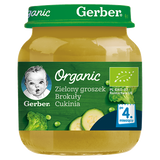 Gerber Organic Obiadek, zielony groszek, brokuły, cukinia, po 4 miesiącu, 125 g - miniaturka zdjęcia produktu