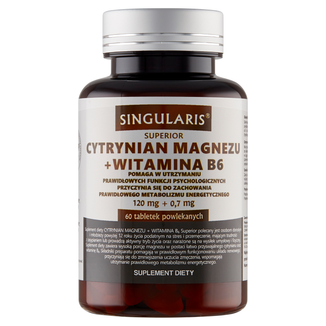 Singularis Superior Cytrynian magnezu + witamina B6, 60 tabletek KRÓTKA DATA Singularis Superior Cytrynian magnezu + witamina B6, 60 tabletek KRÓTKA DATA - zdjęcie produktu