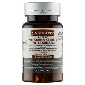 Singularis Superior Witamina K2 MK7 + witamina D3, 60 kapsułek - zdjęcie produktu