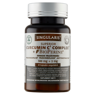Singularis Superior Curcumin C3 Complex + Bioperine, 30 kapsułek KRÓTKA DATA - zdjęcie produktu