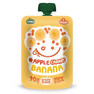 Novofruct, mus jabłko, marchewka, banan, od 6 miesiąca, 90 g - zdjęcie produktu