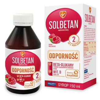 Solbetan Odporność, syrop, dla dzieci od 2 roku życia, smak malinowy, 150 ml - zdjęcie produktu