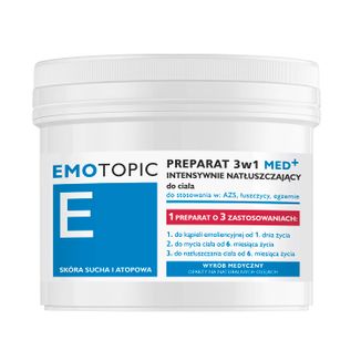 Emotopic E Med+, preparat 3w1, intensywnie natłuszczający do ciała, od 1 dnia życia, skóra sucha i atopowa, 500 ml - zdjęcie produktu