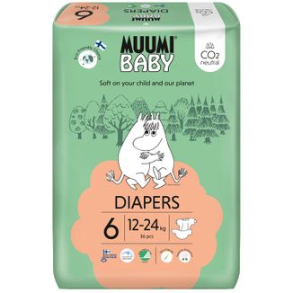 Muumi Baby, pieluchy, rozmiar 6, 12-24 kg, 36 sztuk - zdjęcie produktu