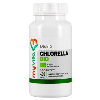 MyVita, Chlorella algi BIO 250 mg, rozerwane ściany komórkowe, 400 tabletek - zdjęcie produktu