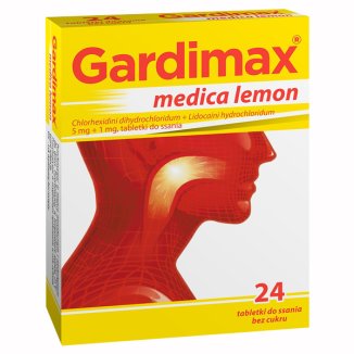 Gardimax Medica Lemon 5 mg + 1 mg, bez cukru, 24 tabletki do ssania - zdjęcie produktu