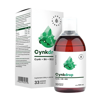 Aura Herbals Cynkdrop, cynk + witamina B6 + witamina B12, 500 ml - zdjęcie produktu