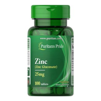 Puritans Pride Zinc Gluconate, cynk 25 mg, 100 tabletek - zdjęcie produktu