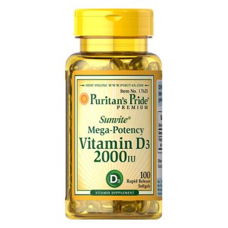 Puritans Pride Mega Potency Vitamina D3, witamina D 2000 IU, 100 kapsułek - zdjęcie produktu