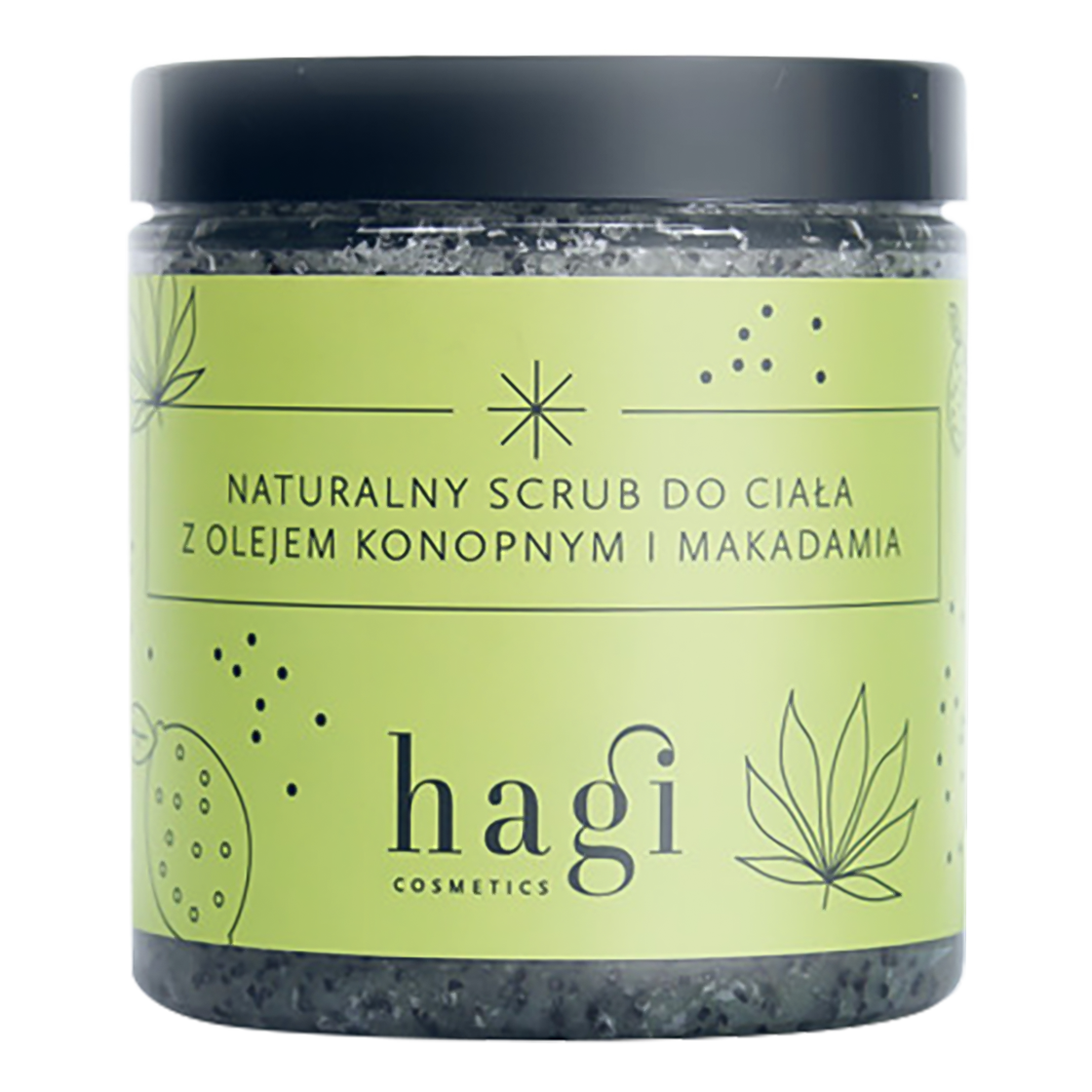 Nieznana Hagi Cosmetics, naturalny scrub do ciała z olejem konopnym i makadamia, 280 g