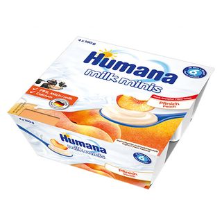 Humana Milk Minis, Deserek jogurtowy o smaku brzoskwiniowym, po 6 miesiącu, 4 x 100 g - zdjęcie produktu