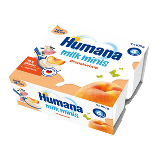 Humana Milk Minis Deserek jogurtowy o smaku brzoskwiniowym, po 6 miesiącu, 4 x 100 g - zdjęcie produktu