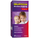 Ibuprom dla Dzieci Forte 200 mg/ 5ml, zawiesina doustna od 3 miesiąca, smak truskawkowy, 100 ml USZKODZONE OPAKOWANIE - miniaturka zdjęcia produktu