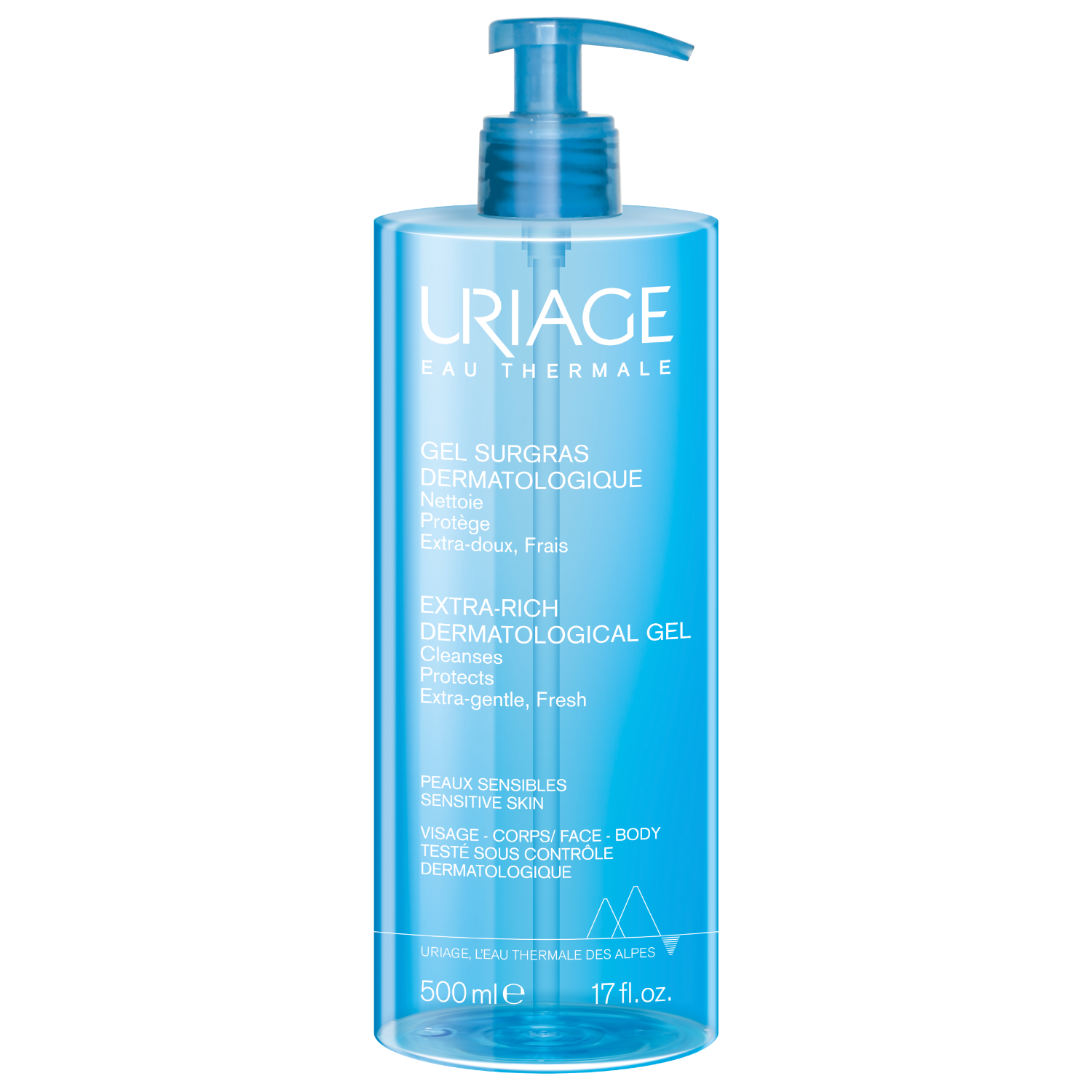 Uriage Uriage Eau Thermale, dermatologiczny żel do mycia twarzy i ciała, skóra wrażliwa i podrażniona, 500 ml