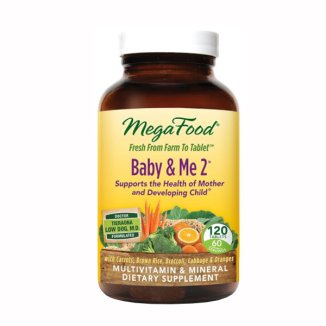 Mega Food, Baby and Me 2, organiczne witaminy i minerały, dla kobiet w ciąży, 120 tabletek - zdjęcie produktu