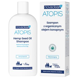 Novaclear Atopis, szampon z organicznym olejem konopnym od 1 dnia życia, sucha, wrażliwa i atopowa skóra głowy, 250 ml - zdjęcie produktu