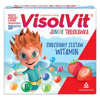 Visolvit Junior Strawberry, dla dzieci powyżej 3 lat, 30 saszetek - zdjęcie produktu
