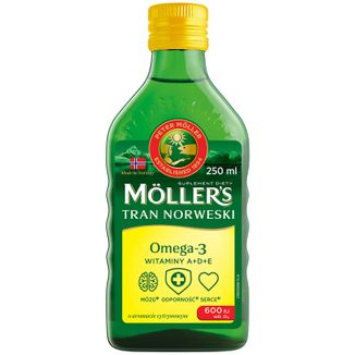Moller's Tran Norweski, powyżej 3 lat, aromat cytrynowy, 250 ml USZKODZONE OPAKOWANIE - zdjęcie produktu