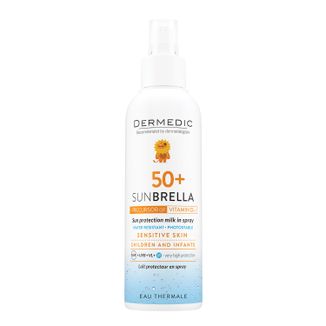 Dermedic Sunbrella Baby, mleczko ochronne w sprayu dla dzieci powyżej 6 miesiąca, SPF 50+, 150 ml USZKODZONE OPAKOWANIE - zdjęcie produktu