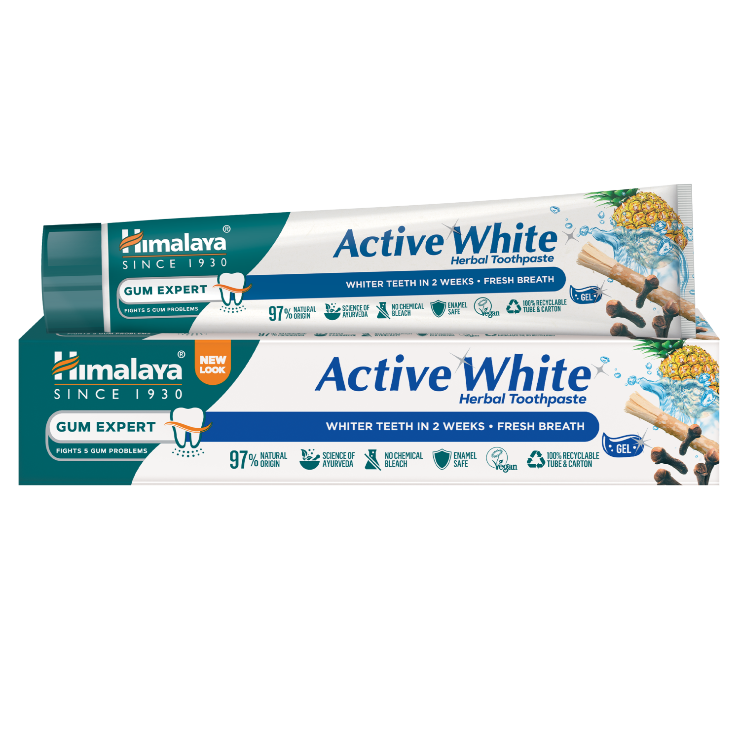 Nieznana Himalaya Active White, ziołowa pasta do zębów w żelu, wybielająca, 75 ml