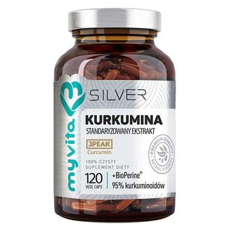 MyVita Silver, Kurkumina, standaryzowany ekstrakt + piperyna, 120 kapsułek - zdjęcie produktu