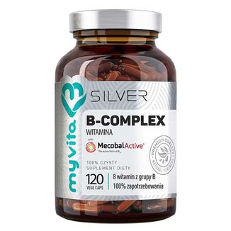 MyVita Silver, Witamina B - Complex 100%, metylokobalamina MecobalActive, 120 kapsułek - zdjęcie produktu