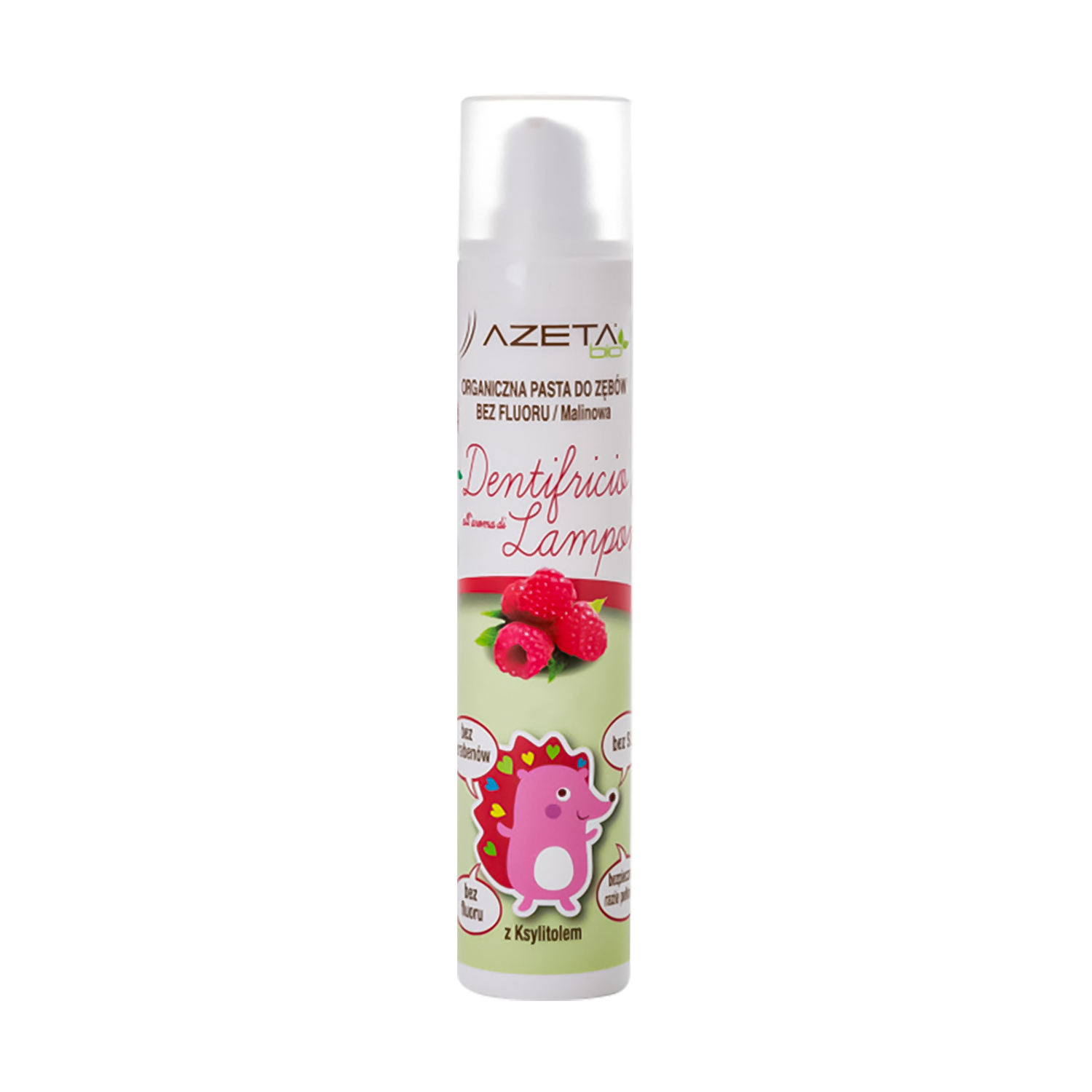 Nieznana Azeta Bio, organiczna pasta do zębów dla dzieci, 0-24 miesięcy, malinowa, bez fluoru, 50 ml