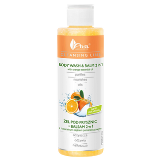 Ava Cleansing Line, żel pod prysznic + balsam 2 w 1 z naturalnym olejkiem pomarańczowym, 200 ml - zdjęcie produktu