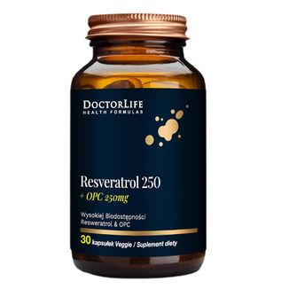 Doctor Life Resveratrol 250 mg, resweratrol + OPC, 30 kapsułek vege - zdjęcie produktu