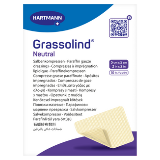 Grassolind Neutral, opatrunek z maścią, jałowy, 5 cm x 5 cm, 10 sztuk - zdjęcie produktu