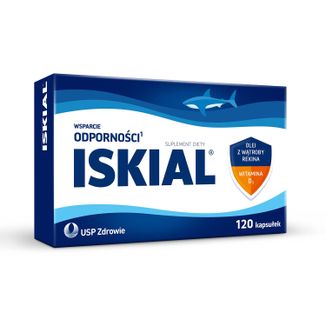 Iskial, olej z wątroby rekina + witamina D3, 120 kapsułek USZKODZONE OPAKOWANIE - zdjęcie produktu