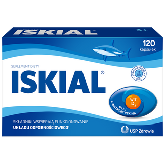 Iskial, olej z wątroby rekina + witamina D3, 120 kapsułek Iskial, olej z wątroby rekina + witamina D3, 120 kapsułek - zdjęcie produktu