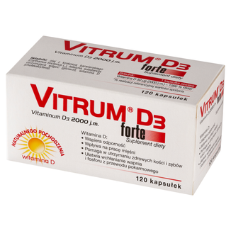 Vitrum D3 Forte, witamina D 2000 j.m., 120 kapsułek USZKODZONE OPAKOWANIE - zdjęcie produktu
