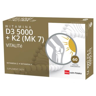 Vitalite Witamina D3 5000 + K2 (MK-7), 60 tabletek powlekanych - zdjęcie produktu