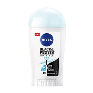 Nivea, antyperspirant w sztyfcie, Invisible Black & White, Pure, 40 ml - zdjęcie produktu