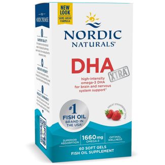 Nordic Naturals DHA Xtra, Omega-3 1660 mg, smak truskawkowy, 60 kapsułek Nordic Naturals DHA Xtra, Omega-3 1660 mg, smak truskawkowy, 60 kapsułek - zdjęcie produktu