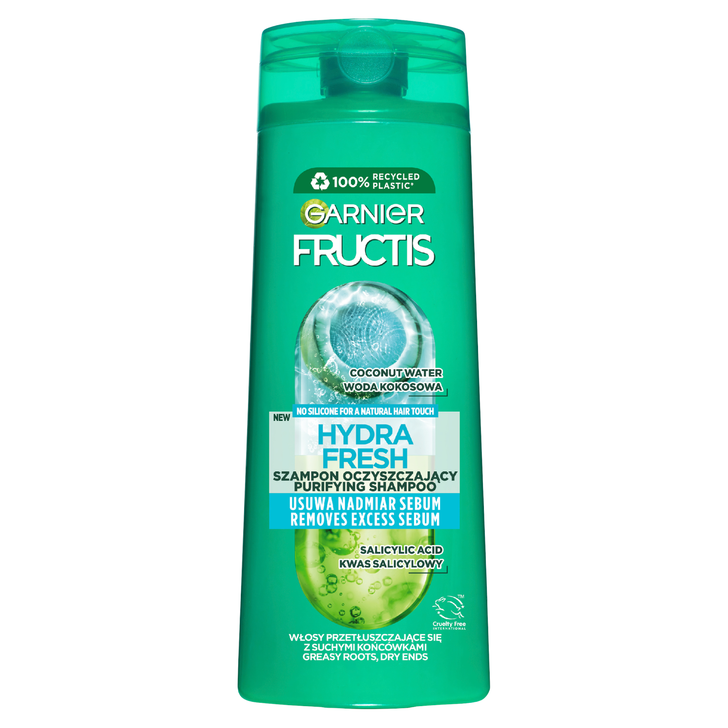 Garnier Garnier Fructis Hydra Fresh, szampon wzmacniający do włosów przetłuszczających się z suchymi końcówkami, 400 ml