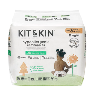 Kit&Kin, pieluszki jednorazowe, biodegradowalne, rozmiar 3, 6 -10 kg, 32 sztuki - zdjęcie produktu