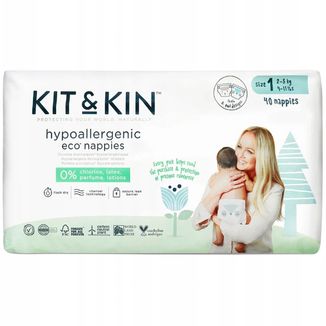Kit&Kin, pieluszki jednorazowe, biodegradowalne, rozmiar 1, 2-5 kg, 40 sztuk - zdjęcie produktu