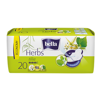 Bella Herbs, podpaski higieniczne ze skrzydełkami z kwiatem lipy, 20 sztuk - zdjęcie produktu